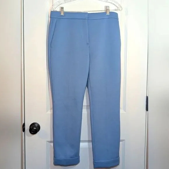 Ann Taylor Eva Fit High Rise Ankle Pants Size 8 Blue Career Office Spring - Picture 2 of 10